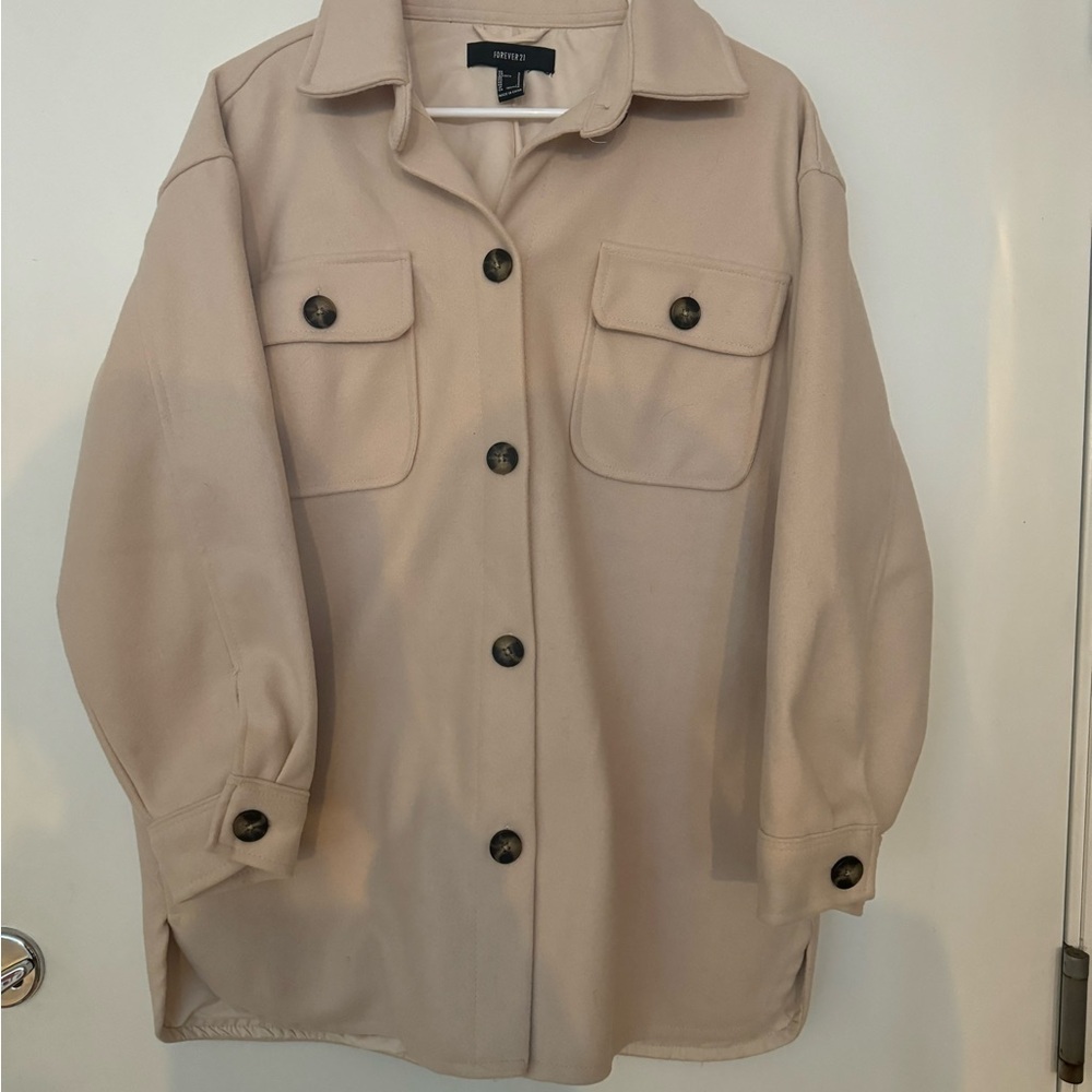 Forever 21 Oversized Tan Coat with Buttons